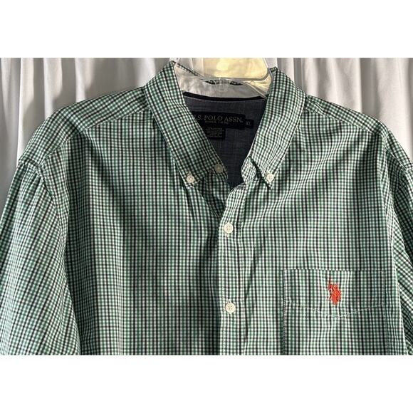 US POLO ASSN Long Sleeves Button Down Shirt, Green/White/ Black, Sz: XL, 77-07 - Picture 11 of 13
